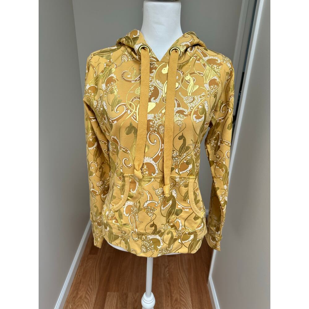 Vintage Y2K Baby Phat Signature Logo Gold Metallic Hoodie Size Small